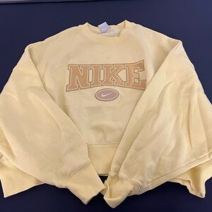 NIKE yellow fleece cropped crew neck sweater